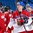 BUFFALO, NEW YORK - DECEMBER 31: The Czech Republic's Martin Necas #8 shakes hands with Switzerland's Ken Jager #14 following their game during the preliminary round of the 2018 IIHF World Junior Championship. (Photo by Andrea Cardin/HHOF-IIHF Images)

